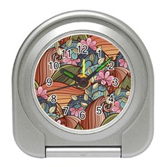 Multicolored Flower Decor Flowers Patterns Leaves Colorful Travel Alarm Clock by B30l