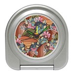 Multicolored Flower Decor Flowers Patterns Leaves Colorful Travel Alarm Clock Front