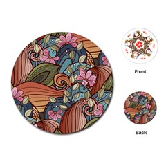 Multicolored Flower Decor Flowers Patterns Leaves Colorful Playing Cards Single Design (round)