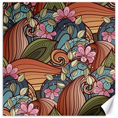 Multicolored Flower Decor Flowers Patterns Leaves Colorful Canvas 12  X 12 