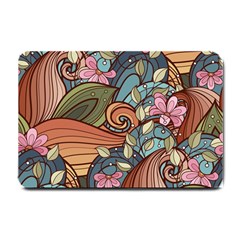 Multicolored Flower Decor Flowers Patterns Leaves Colorful Small Doormat by B30l