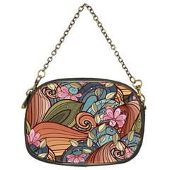 Multicolored Flower Decor Flowers Patterns Leaves Colorful Chain Purse (one Side)