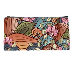 Multicolored Flower Decor Flowers Patterns Leaves Colorful Pencil Case