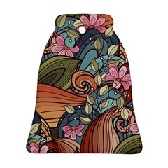 Multicolored Flower Decor Flowers Patterns Leaves Colorful Bell Ornament (two Sides) by B30l