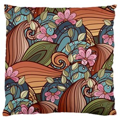 Multicolored Flower Decor Flowers Patterns Leaves Colorful Standard Premium Plush Fleece Cushion Case (one Side) by B30l