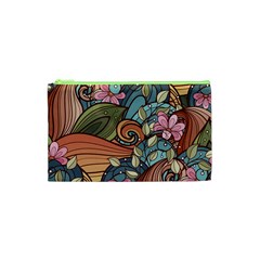 Multicolored Flower Decor Flowers Patterns Leaves Colorful Cosmetic Bag (xs) by B30l