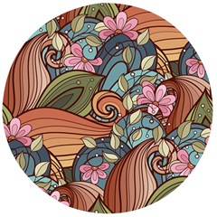 Multicolored Flower Decor Flowers Patterns Leaves Colorful Wooden Bottle Opener (round) by B30l