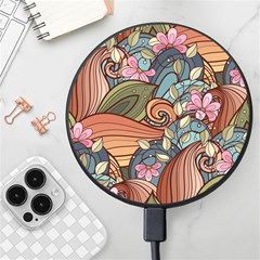 Multicolored Flower Decor Flowers Patterns Leaves Colorful Wireless Fast Charger(black) by B30l