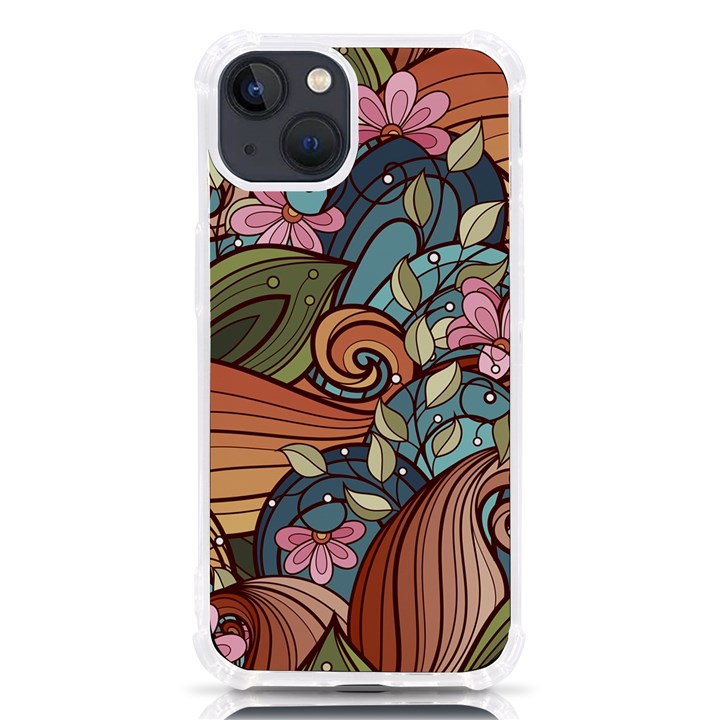 Multicolored Flower Decor Flowers Patterns Leaves Colorful iPhone 13 TPU UV Print Case