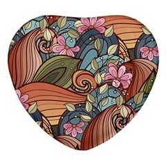 Multicolored Flower Decor Flowers Patterns Leaves Colorful Heart Glass Fridge Magnet (4 Pack) by B30l