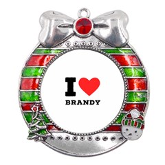 I Love Brandy Metal X mas Ribbon With Red Crystal Round Ornament by ilovewhateva