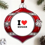 I love sugar  Metal Snowflake And Bell Red Ornament Front