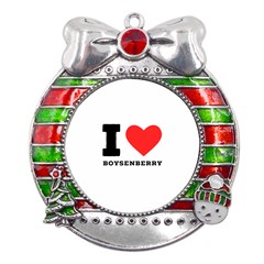 I Love Boysenberry  Metal X mas Ribbon With Red Crystal Round Ornament by ilovewhateva