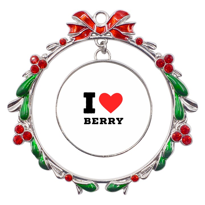 I love berry Metal X mas Wreath Ribbon Ornament