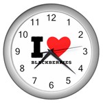 I love blackberries  Wall Clock (Silver) Front