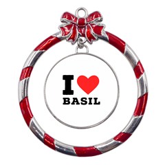 I Love Basil Metal Red Ribbon Round Ornament by ilovewhateva