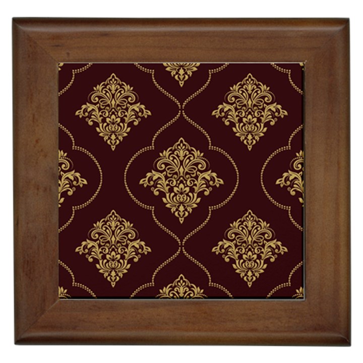 Vector Gold Ornament Pattern Seamless Damask Framed Tile