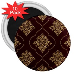 Vector Gold Ornament Pattern Seamless Damask 3  Magnets (10 Pack)  by danenraven