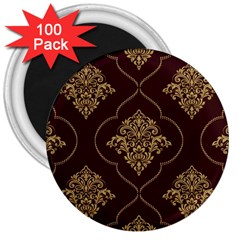 Vector Gold Ornament Pattern Seamless Damask 3  Magnets (100 Pack) by danenraven