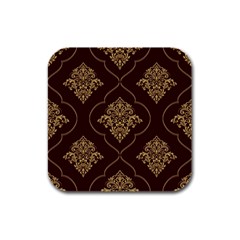 Vector Gold Ornament Pattern Seamless Damask Rubber Square Coaster (4 Pack) by danenraven