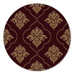 Vector Gold Ornament Pattern Seamless Damask Magnet 5  (round) by danenraven