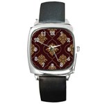 Vector Gold Ornament Pattern Seamless Damask Square Metal Watch Front