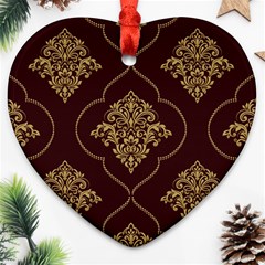 Vector Gold Ornament Pattern Seamless Damask Heart Ornament (two Sides) by danenraven