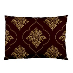 Vector Gold Ornament Pattern Seamless Damask Pillow Case by danenraven