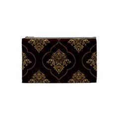 Vector Gold Ornament Pattern Seamless Damask Cosmetic Bag (small) by danenraven