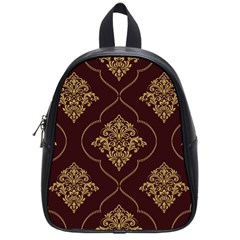 Vector Gold Ornament Pattern Seamless Damask School Bag (small) by danenraven