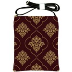 Vector Gold Ornament Pattern Seamless Damask Shoulder Sling Bag Front