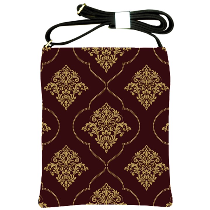 Vector Gold Ornament Pattern Seamless Damask Shoulder Sling Bag