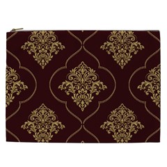 Vector Gold Ornament Pattern Seamless Damask Cosmetic Bag (xxl) by danenraven