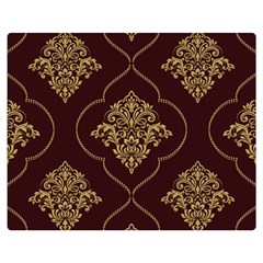 Vector Gold Ornament Pattern Seamless Damask Two Sides Premium Plush Fleece Blanket (medium) by danenraven