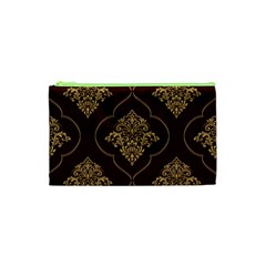 Vector Gold Ornament Pattern Seamless Damask Cosmetic Bag (xs) by danenraven