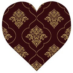 Vector Gold Ornament Pattern Seamless Damask Wooden Puzzle Heart by danenraven