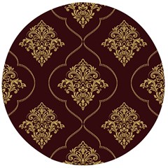 Vector Gold Ornament Pattern Seamless Damask Wooden Bottle Opener (round) by danenraven