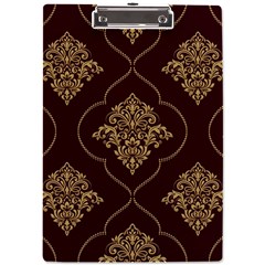 Vector Gold Ornament Pattern Seamless Damask A4 Acrylic Clipboard by danenraven