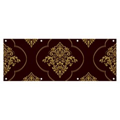 Vector Gold Ornament Pattern Seamless Damask Banner And Sign 8  X 3  by danenraven