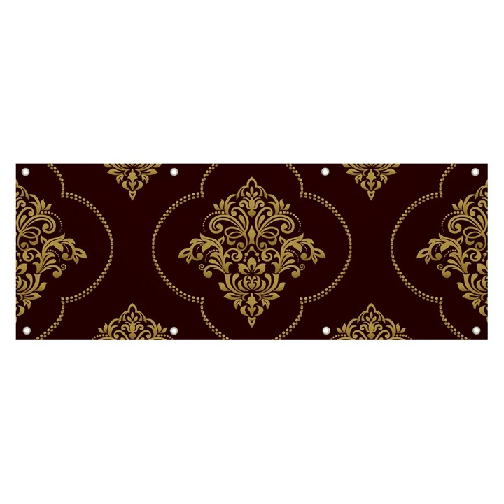 Vector Gold Ornament Pattern Seamless Damask Banner and Sign 8  x 3 