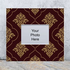 Vector Gold Ornament Pattern Seamless Damask White Wall Photo Frame 5  X 7  by danenraven