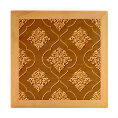 Vector Gold Ornament Pattern Seamless Damask Wood Photo Frame Cube