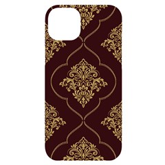 Vector Gold Ornament Pattern Seamless Damask Iphone 14 Plus Black Uv Print Case by danenraven