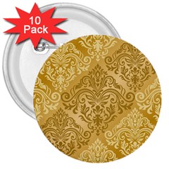 Damas Pattern Vector Texture Gold Ornament With Seamless 3  Buttons (10 Pack)  by danenraven