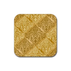 Damas Pattern Vector Texture Gold Ornament With Seamless Rubber Coaster (square) by danenraven