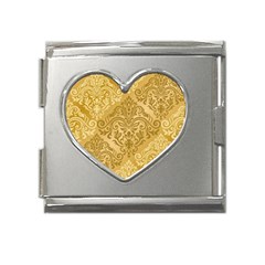 Damas Pattern Vector Texture Gold Ornament With Seamless Mega Link Heart Italian Charm (18mm) by danenraven