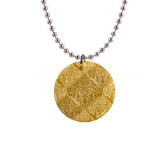 Damas Pattern Vector Texture Gold Ornament With Seamless 1  Button Necklace by danenraven