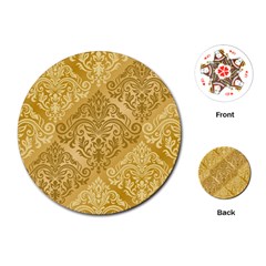 Damas Pattern Vector Texture Gold Ornament With Seamless Playing Cards Single Design (round)