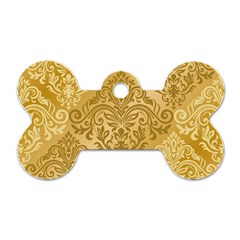 Damas Pattern Vector Texture Gold Ornament With Seamless Dog Tag Bone (two Sides) by danenraven