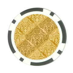 Damas Pattern Vector Texture Gold Ornament With Seamless Poker Chip Card Guard by danenraven